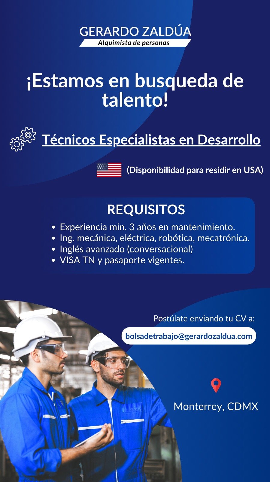 Vacante para Técnicos Especialistas en Desarrollo